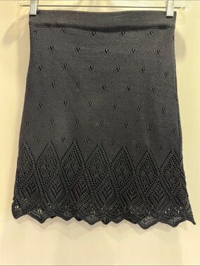 Clara Colin’s Paris Black Knit Lace-Hem Women's Skirt made in France